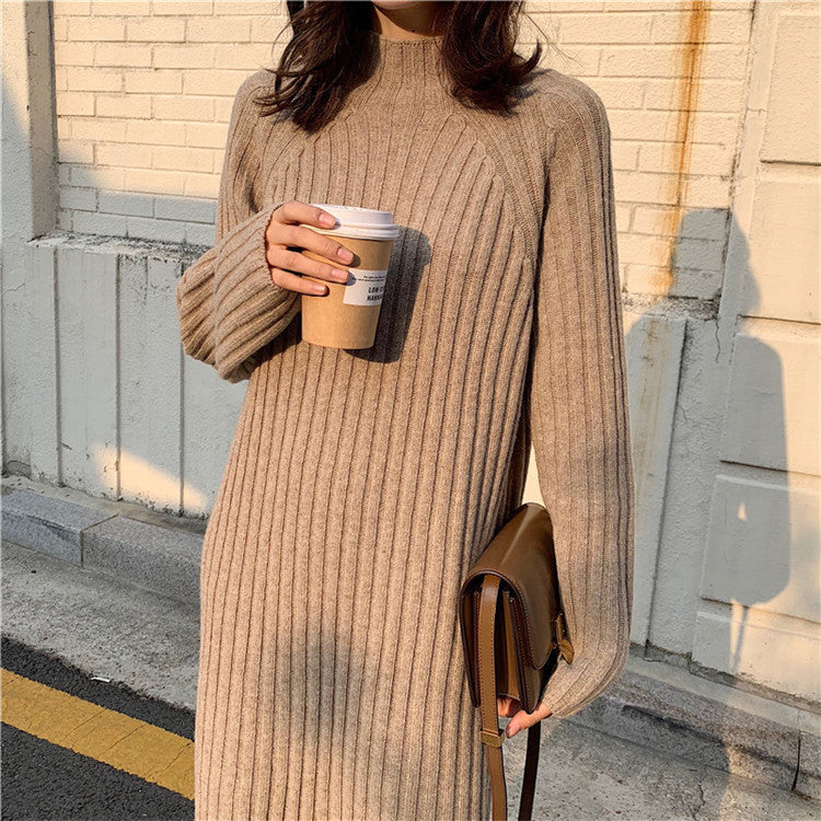 Simple Solid Color A-Line Midi Dress