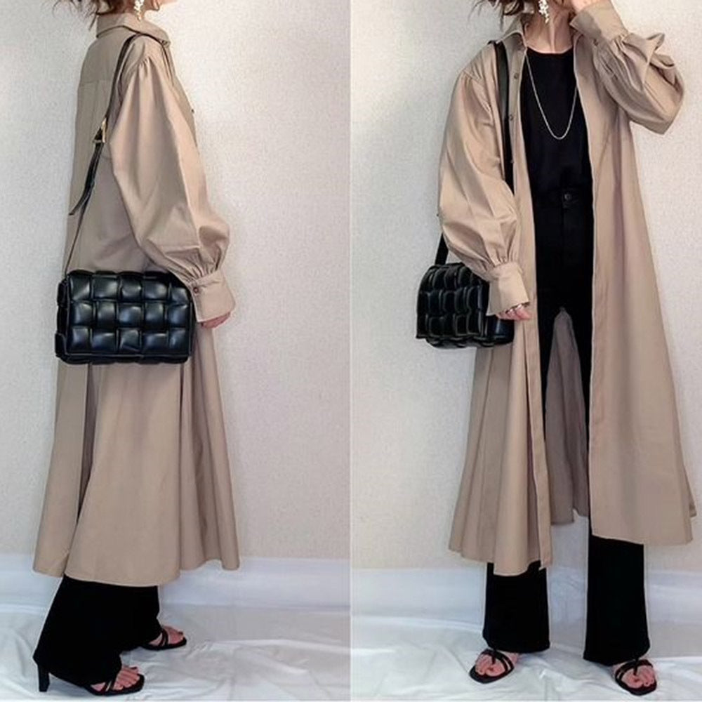 Loose Solid Color Midi Outwear