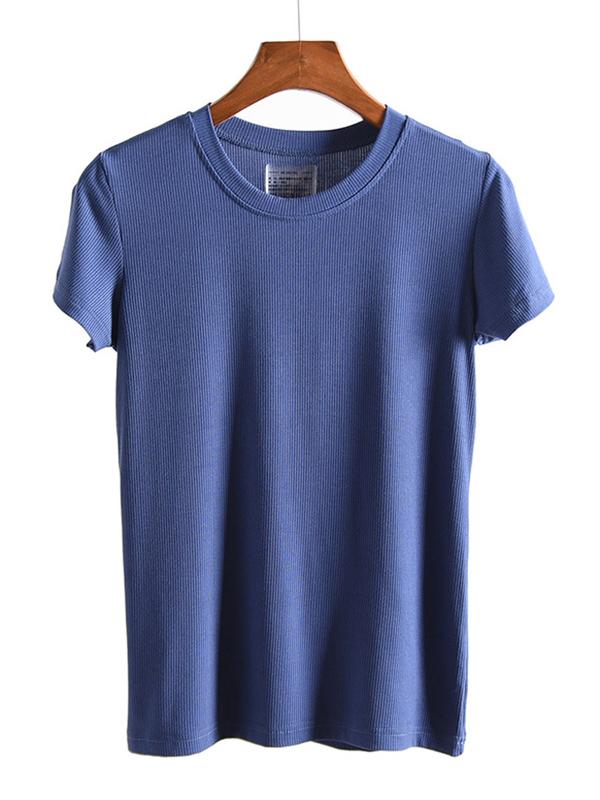 Solid Color Round Neck T-Shirt