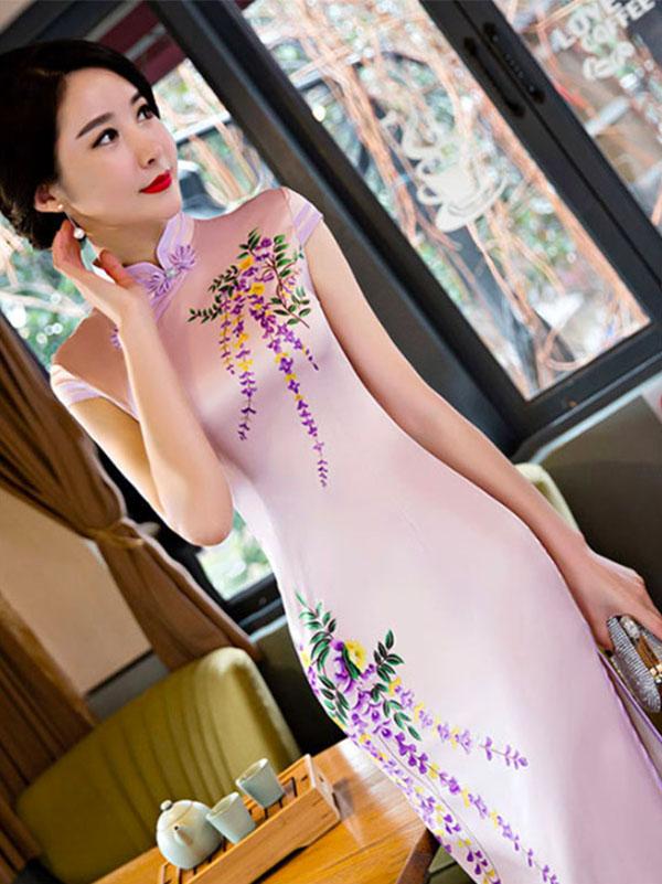 Elegant Custom Fit Embroidered Long Cheongsam