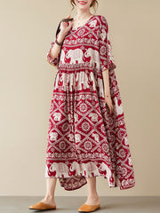 Dot Printed Long Sleeve Maxi Dress