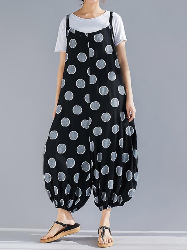 Loose Sleeveless Polka Dot Jumpsuit