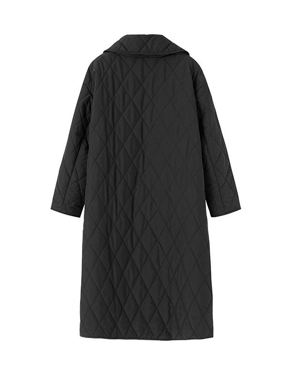 Solid Color Rhombic Long Cotton Coat