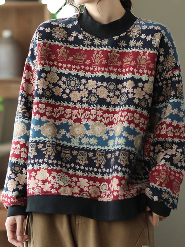 Printed Half Turtleneck Pullover Sweater