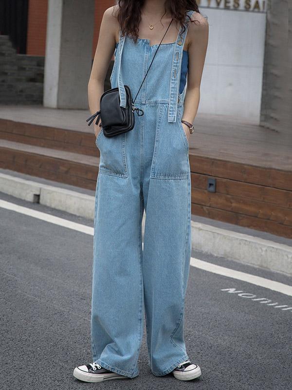 Vintage Empire Column Denim Jumpsuits