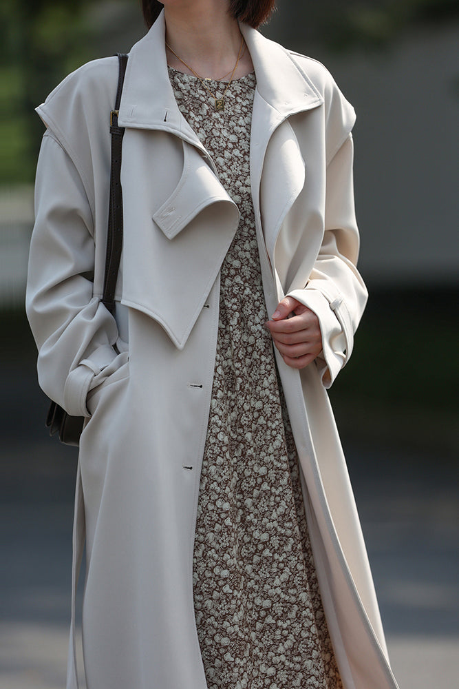 Windbreaker 2-Piece Suit Temperament Loose Belted Jacket