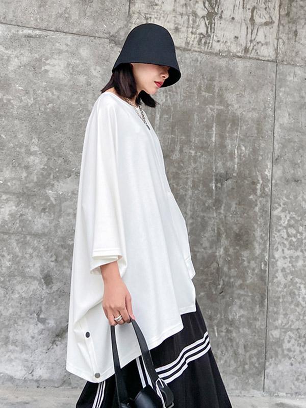 Solid Color Cropped Loose T-Shirt