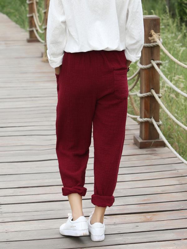 5 Colors Loose Ramie Cotton Casual Pants