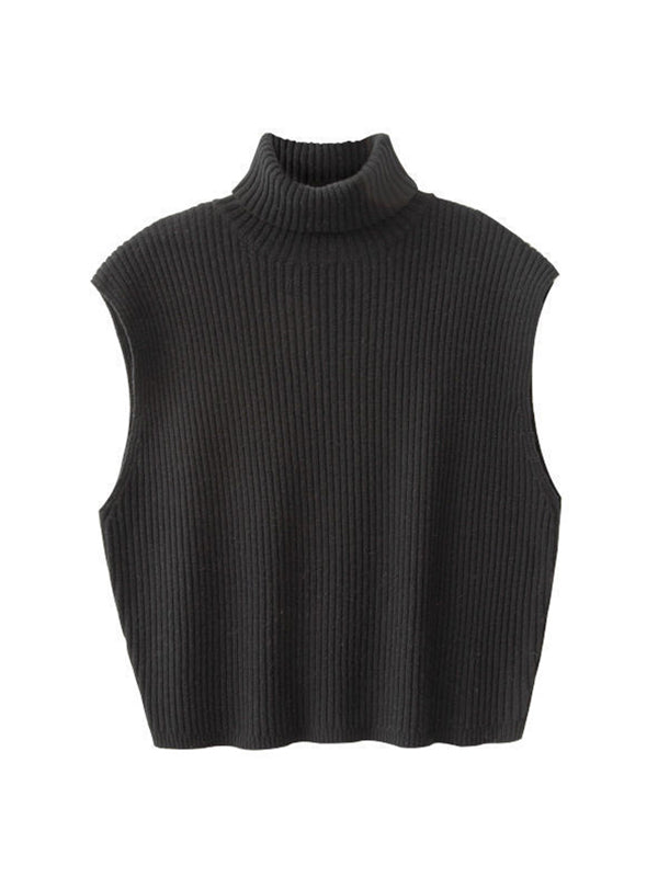 Casual Turtleneck Solid Color Waistcoat