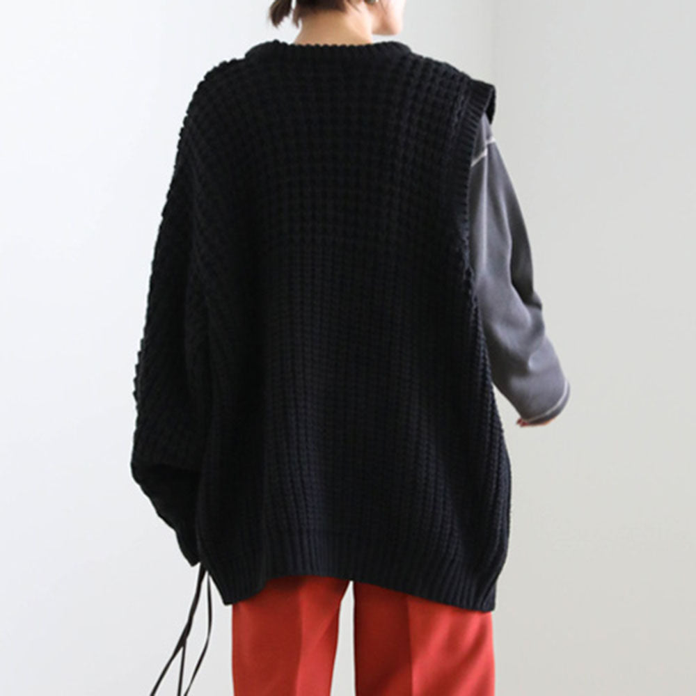 Solid Color Round Neck Knitted Sweater