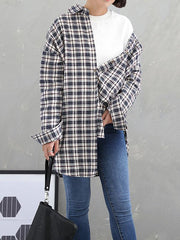 Casual Plaid Split-Joint Lapel Shirt