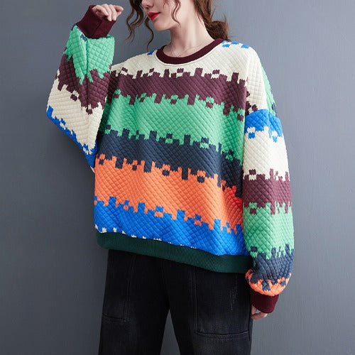 Loose Color-Block Splicing Sweatshit