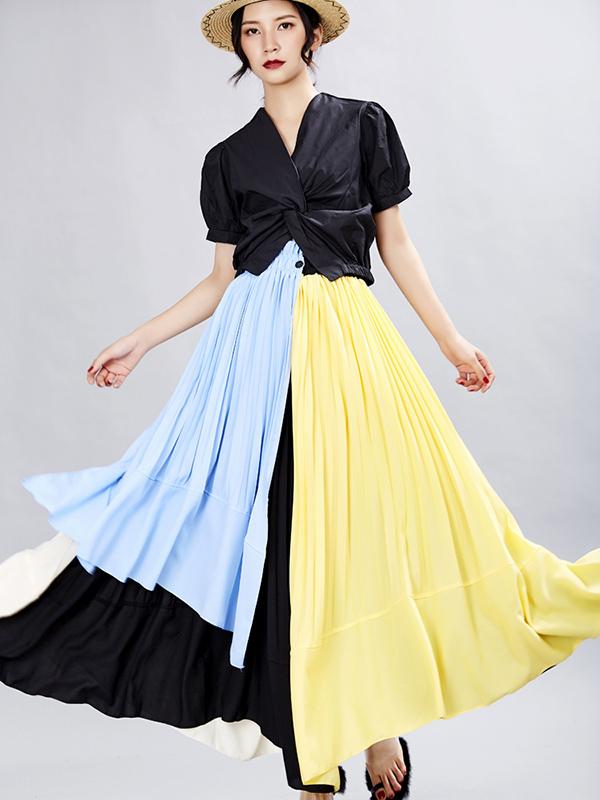 Ruffled Asymmetric Split-joint Skirt