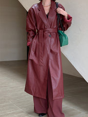 Ladies Solid Color Casual Long  Coat