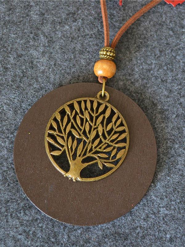 Simple Wood Tree Necklace