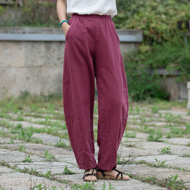 Retro Wide-Leg Pants With Elastic Waist