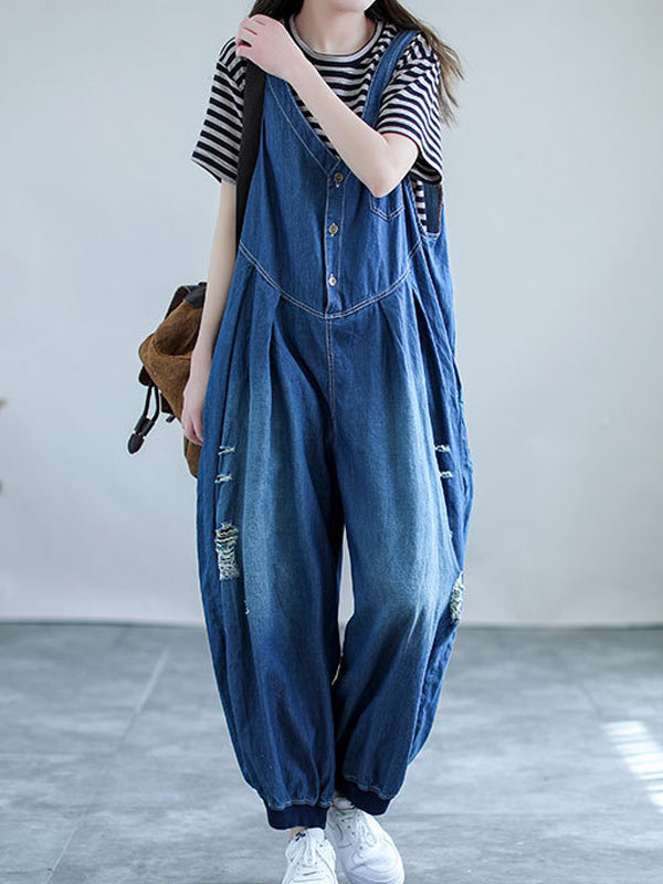 Loose Ripped High Waiste Denim Casual Pants