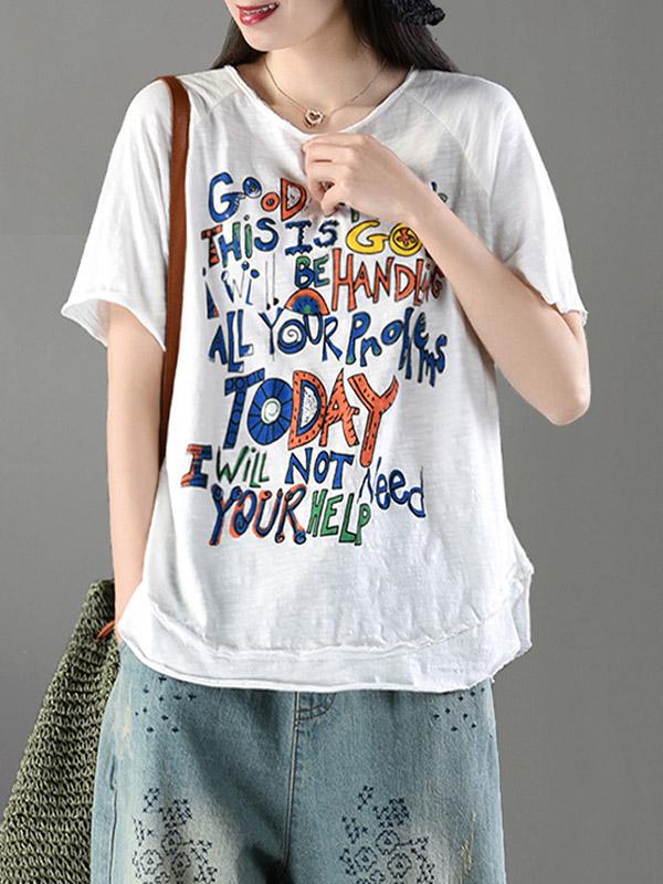 Simple Letter Printed T-shirt
