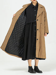 Vintage Plaid Lapel  Thick Coat