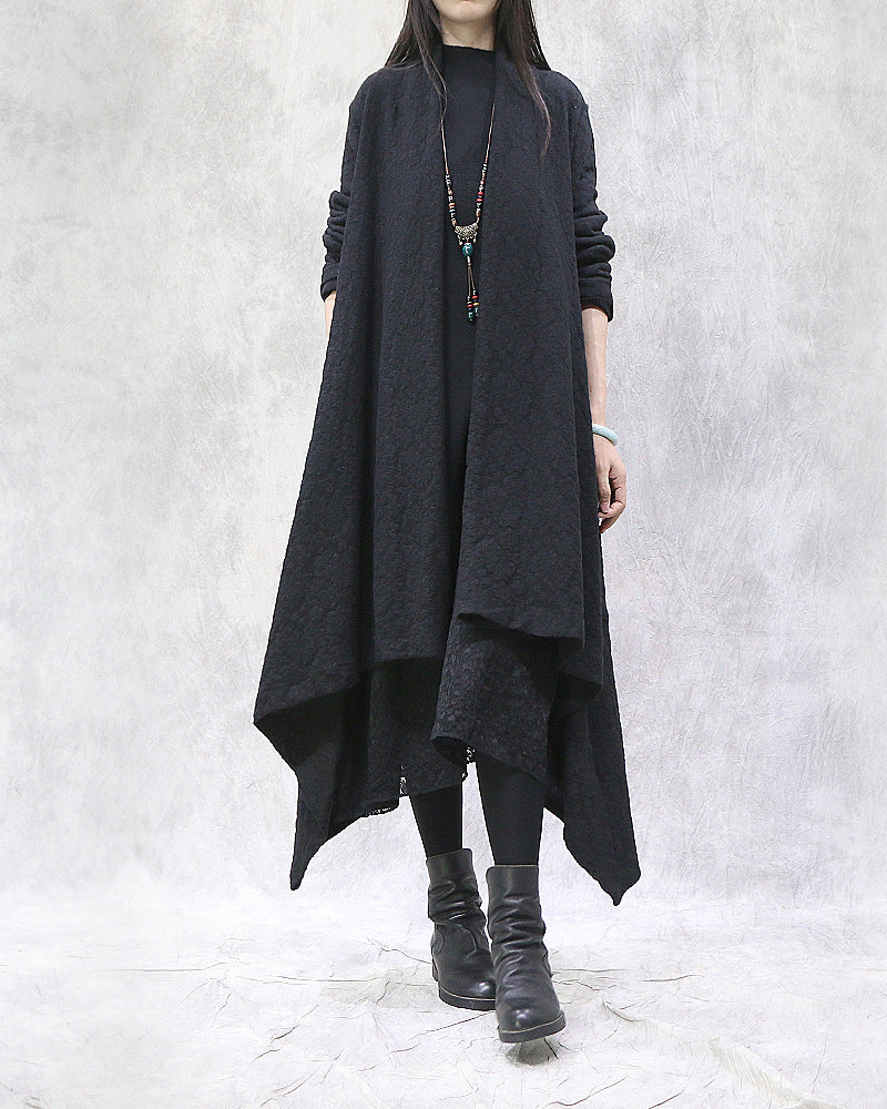 Loose Irregular Solid Color Long Cardigan