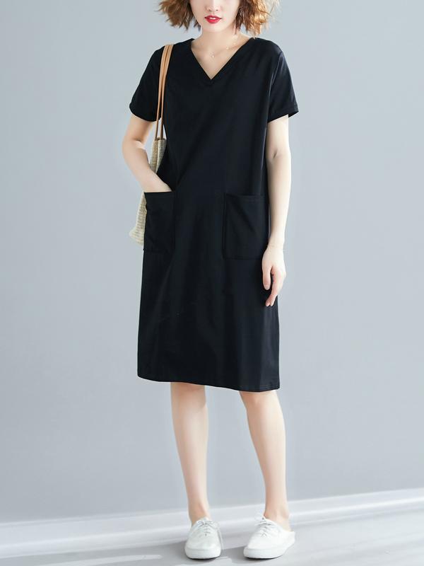 Loose Oversize Solid Midi Dress