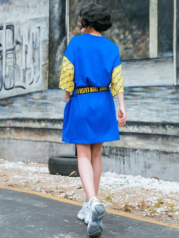 Original Split-Joint Letter Print Dress