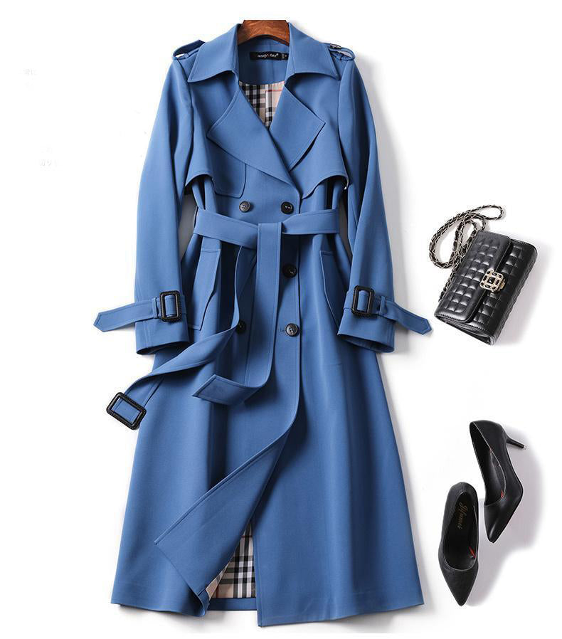 Solid Color Lapel Collar Mid-Length Coat