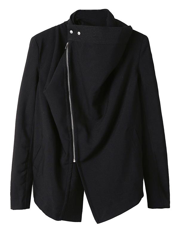 Solid Black Cool Zipper Jacket