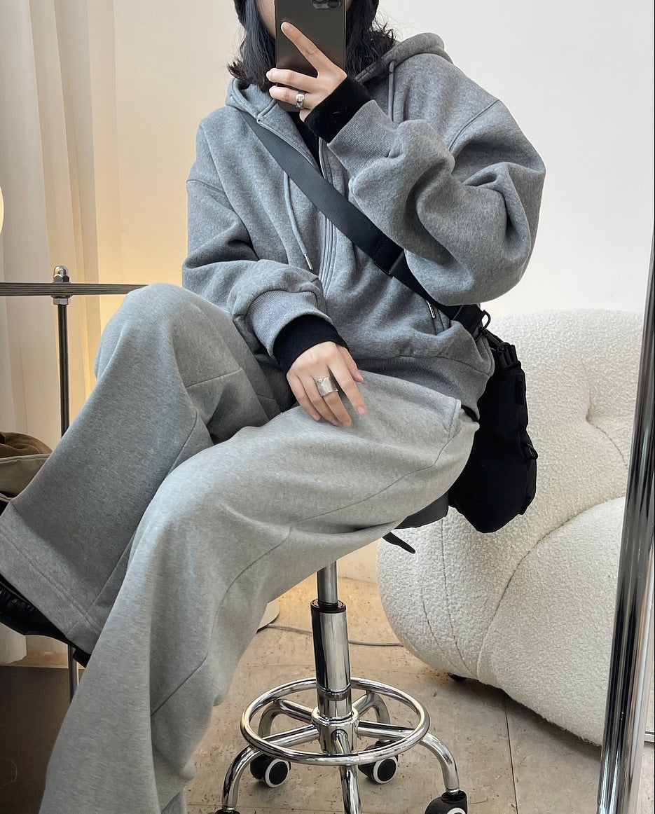 Casual Thicken Solid Color Zipper Sport Outwear