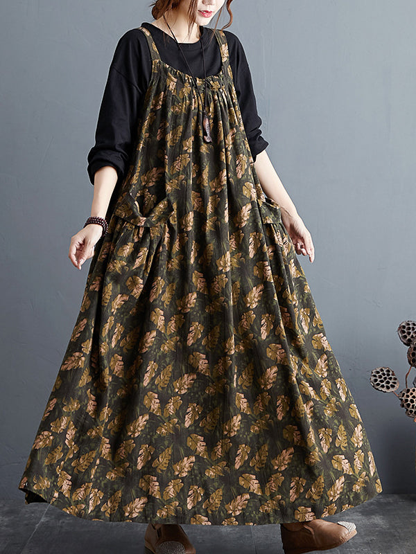 Women Retro Print Loose Dress