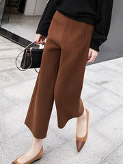 Thickening Woolen Wide Leg Ninth Pants