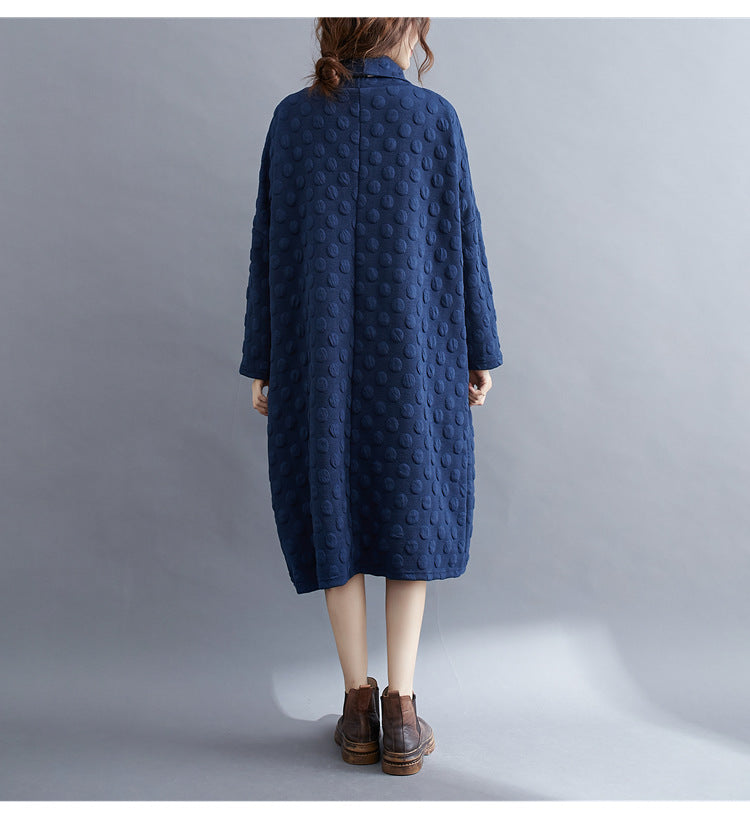 Women Retro Polka Dot High Neck Dress