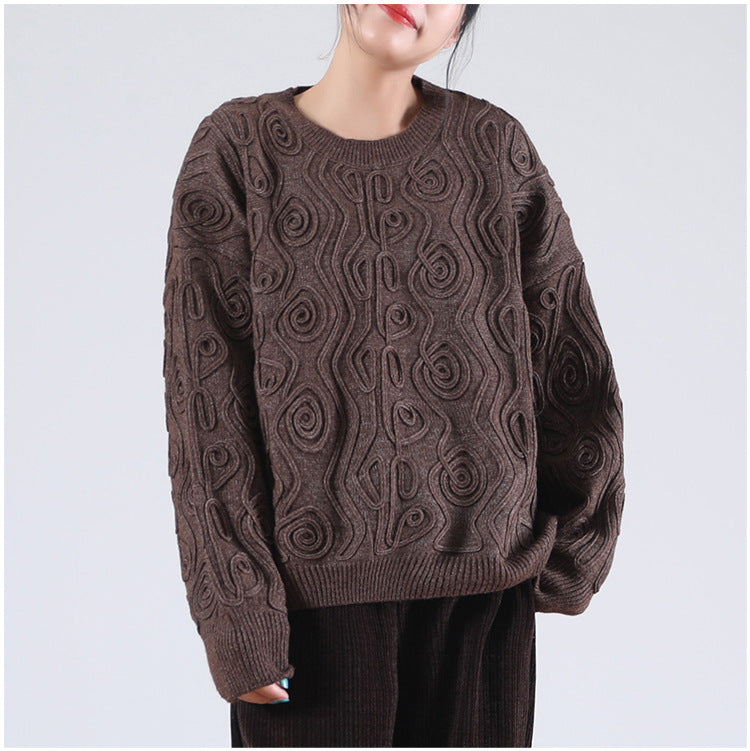 Solid Color Loose Round Neck Sweater