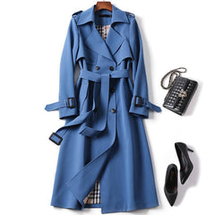 Solid Color Lapel Collar Mid-Length Coat