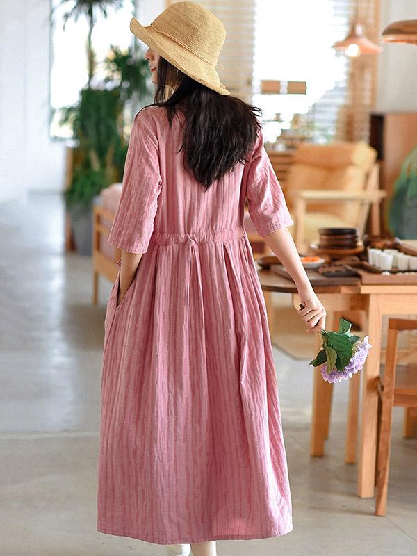 Loose Oblique Collar Solid Color Dress