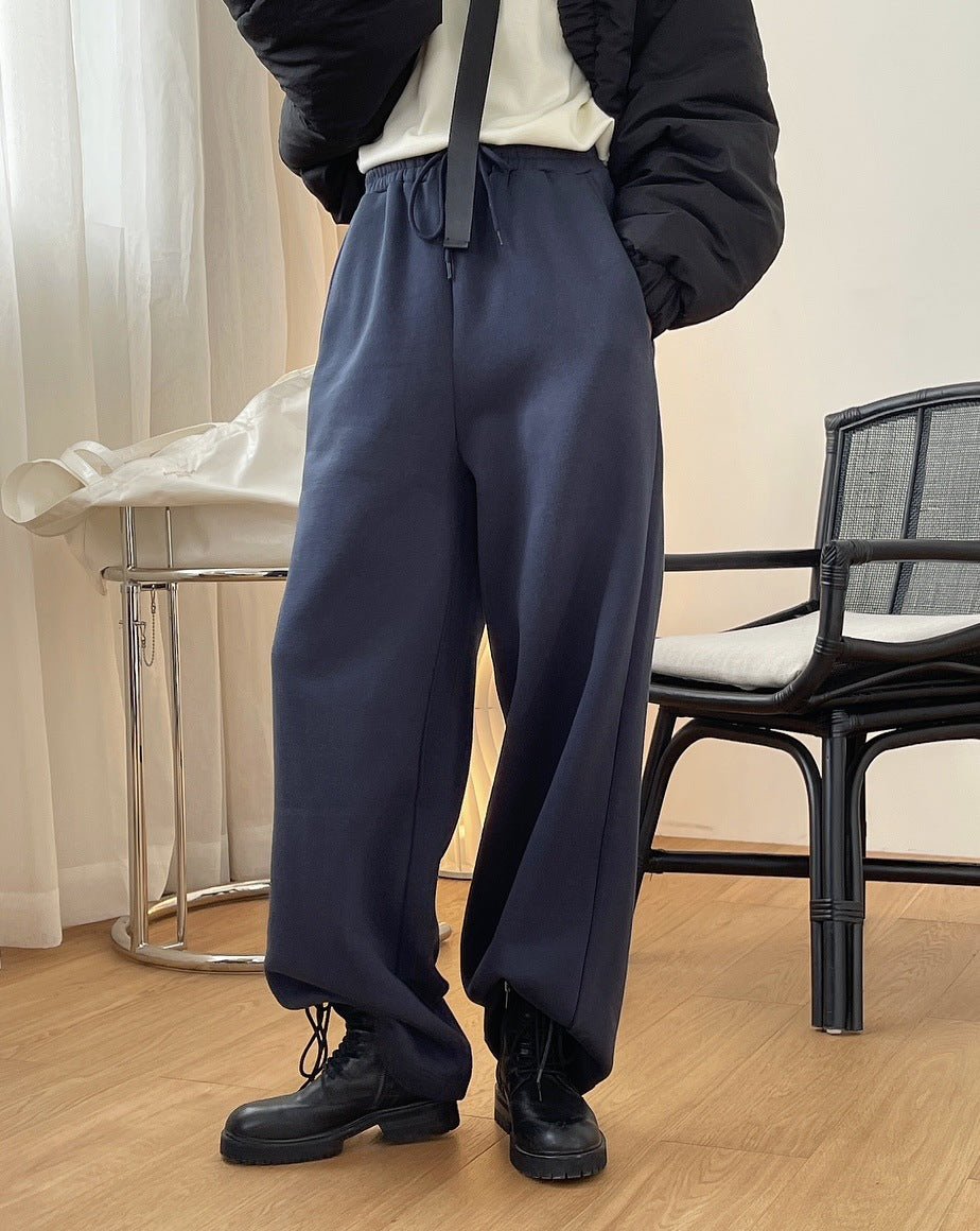 Loose Urban Solid Color Wide-Leg Pants