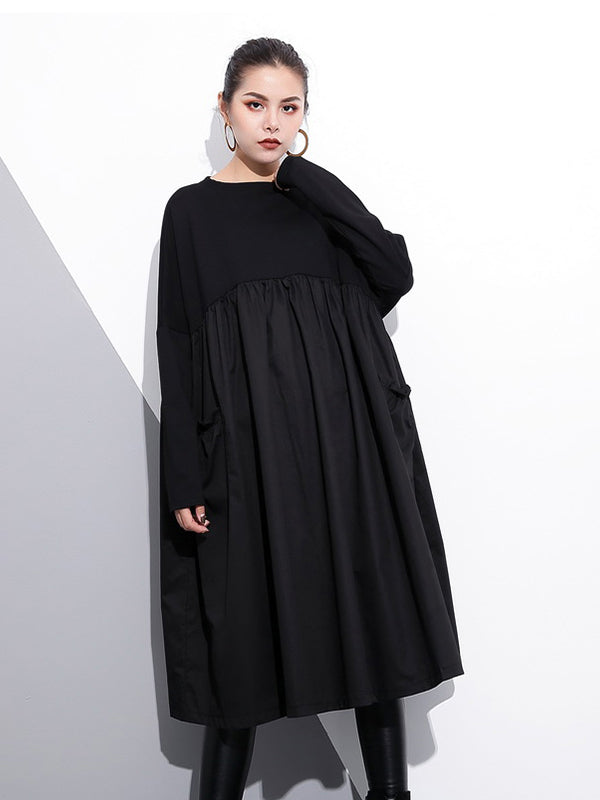 Long Sleeves A-Line Loose Midi Dress