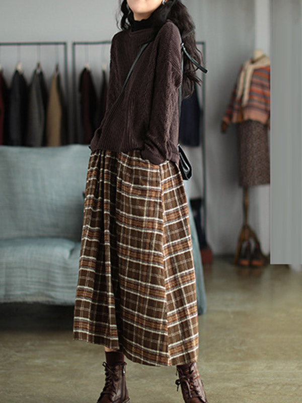 Artistic Retro Plaid A-Line Skirt