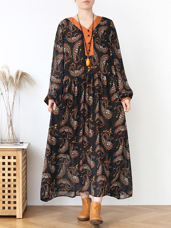 Loose Light Soft Holiday Floral Long Dress