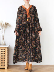 Loose Light Soft Holiday Floral Long Dress