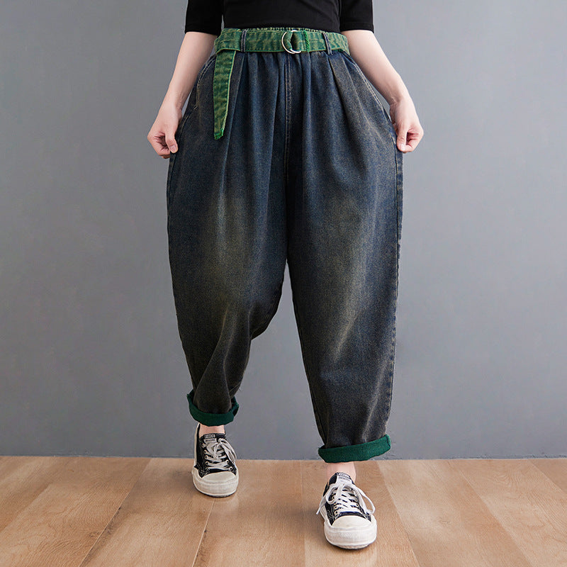 Women High Waist Solid Color Loose Casual Pants