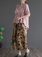 Original Elasticity Waist Floral Skirt