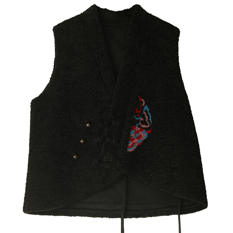 Retro All-Match Embroidered V-Neck Waistcoat