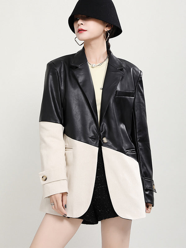 Contrasting Color Long Sleeve Jacket