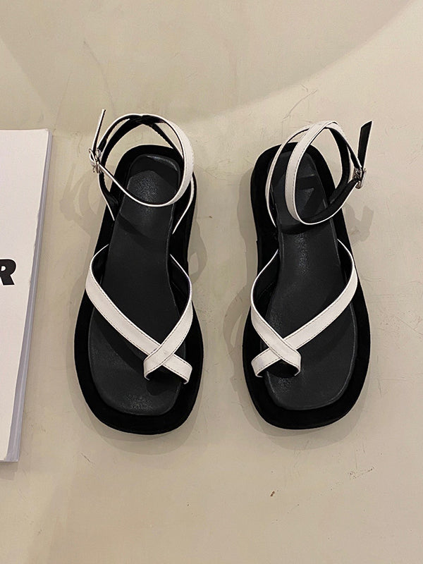 Retro Simple Solid Thick Sole Sandals