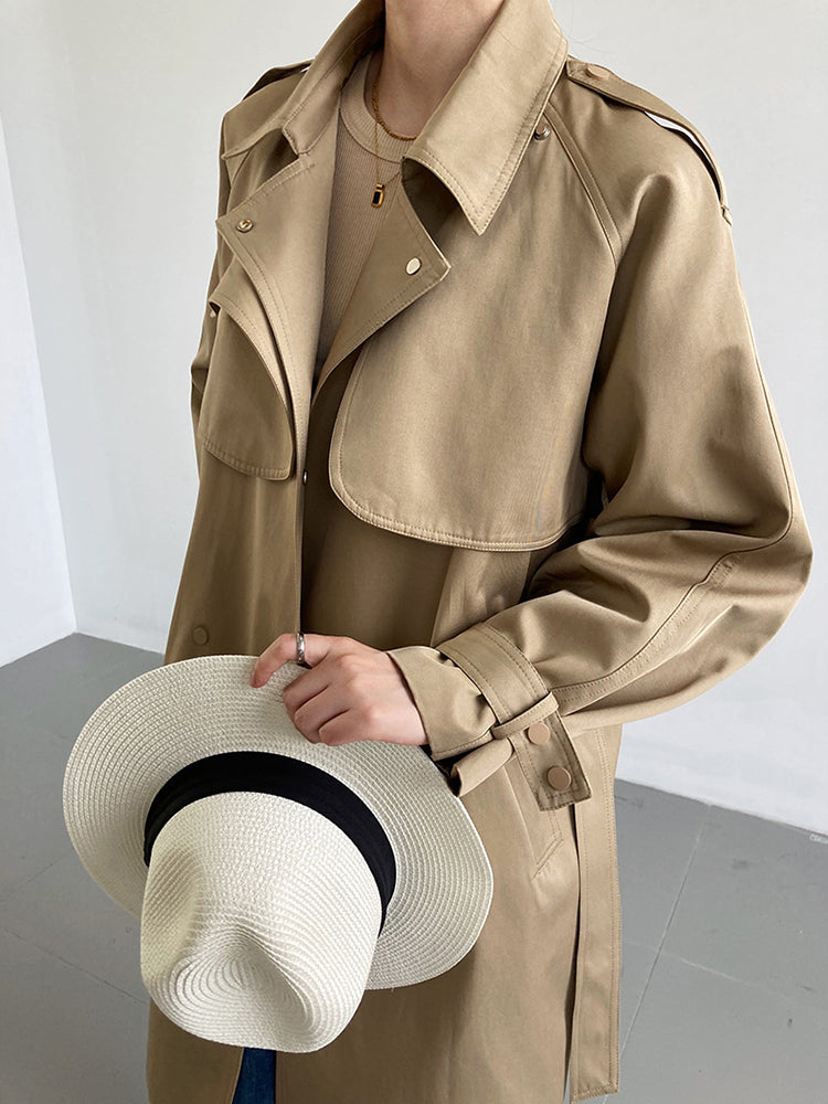 Casual Mid-Length Coat With Belt