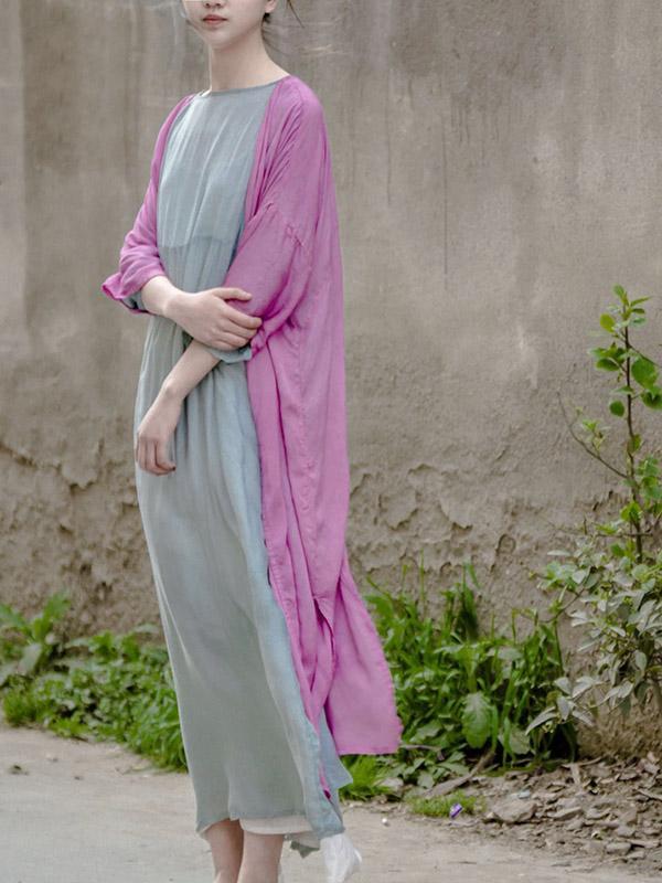 Soft  Mulberry Fuschia  Pure Color Long Dress
