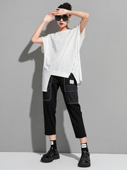 Original Asymmetric Zipper Short Sleeve T-Shirts Tops
