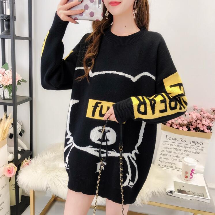 Women Pullover Loose Long Sleeve Round Neck Sweater