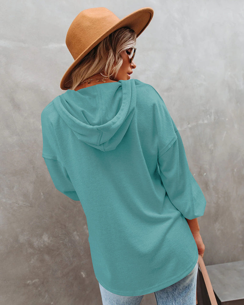 Casual Loose Solid Color Hoodie Sweatshirt